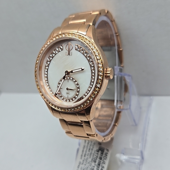 Womens Jennifer Lopez Rose Gold Crystal Watch Rhinestones FMDJL549 New Battery - Picture 2 of 10
